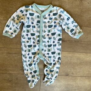 Sandy & Simon 3-6 baby boy Button Down pajamas Footies Soft Modern Boho Elephant